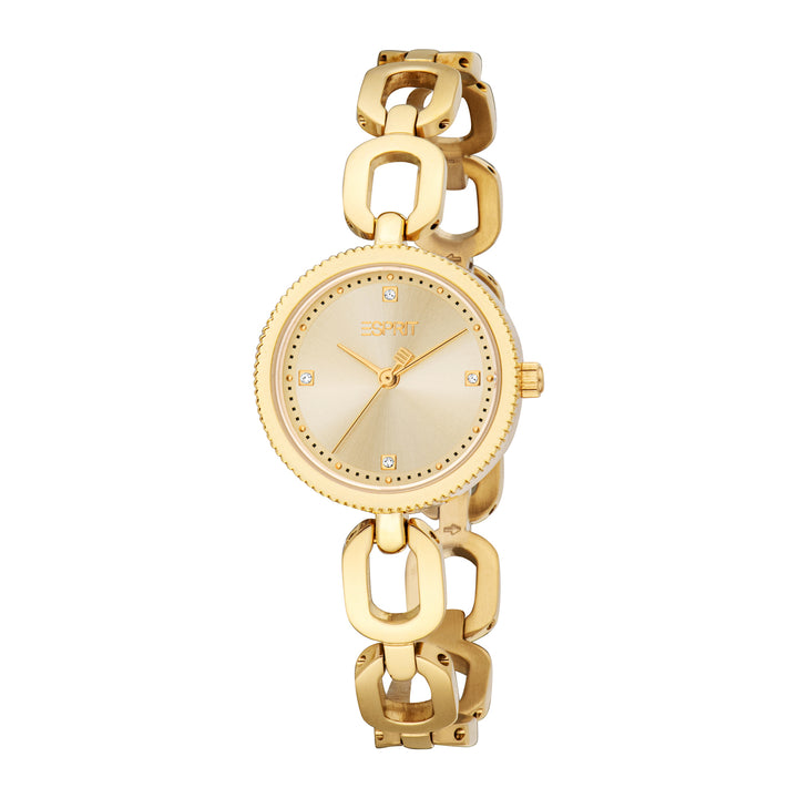 ESPRIT Women Watch, Gold Color Case, Champagne Dial, Gold Color Metal Bracelet, 3 Hands, 3 ATM