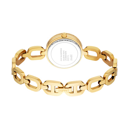 ESPRIT Women Watch, Gold Color Case, Champagne Dial, Gold Color Metal Bracelet, 3 Hands, 3 ATM