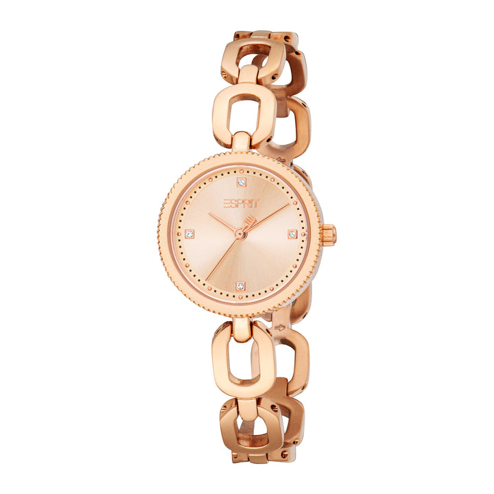 ESPRIT Women Watch, Rose Gold Color Case, Rose Gold Dial, Rose Gold Color Metal Bracelet, 3 Hands, 3 ATM