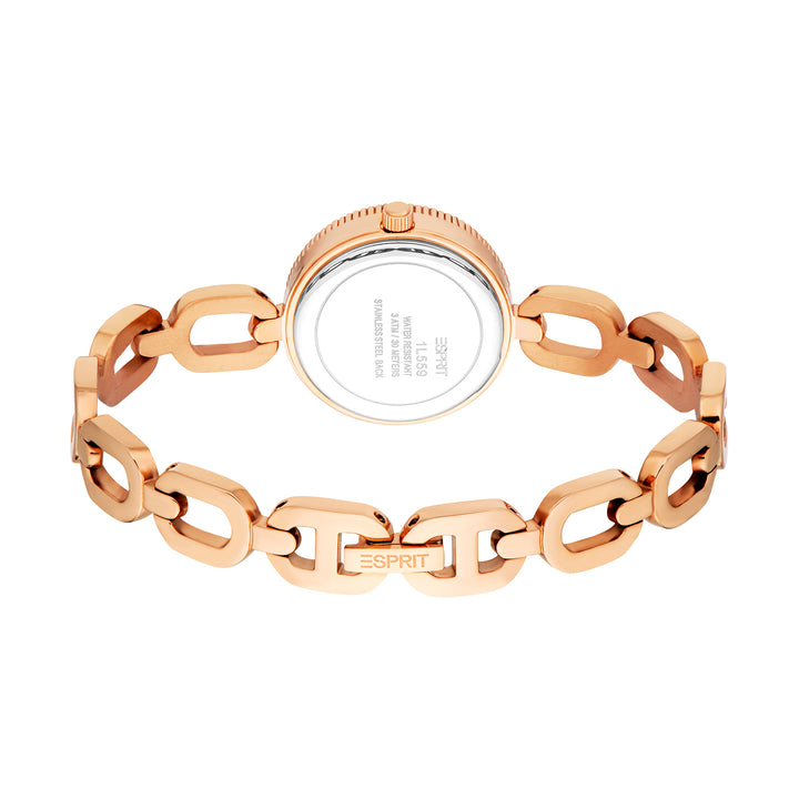 ESPRIT Women Watch, Rose Gold Color Case, Rose Gold Dial, Rose Gold Color Metal Bracelet, 3 Hands, 3 ATM