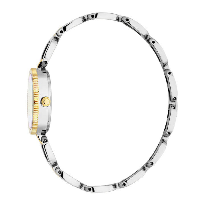 ESPRIT Women Watch, Two Tone Silver & Gold Color Case, White MOP Dial, Two Tone Silver & Gold Color Metal Bracelet, 3 Hands, 3 ATM