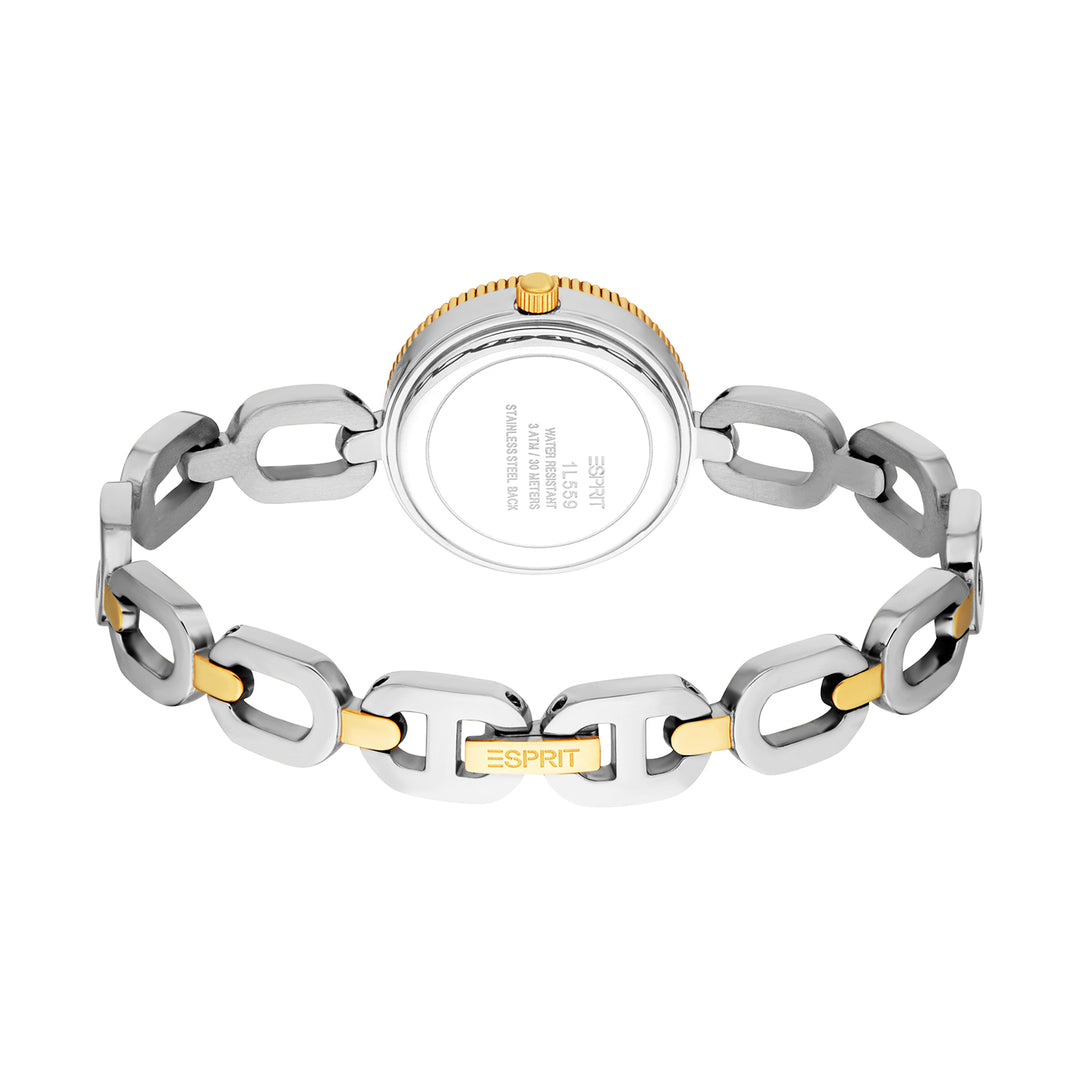 ESPRIT Women Watch, Two Tone Silver & Gold Color Case, White MOP Dial, Two Tone Silver & Gold Color Metal Bracelet, 3 Hands, 3 ATM