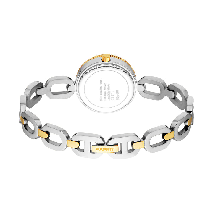 ESPRIT Women Watch, Two Tone Silver & Gold Color Case, White MOP Dial, Two Tone Silver & Gold Color Metal Bracelet, 3 Hands, 3 ATM