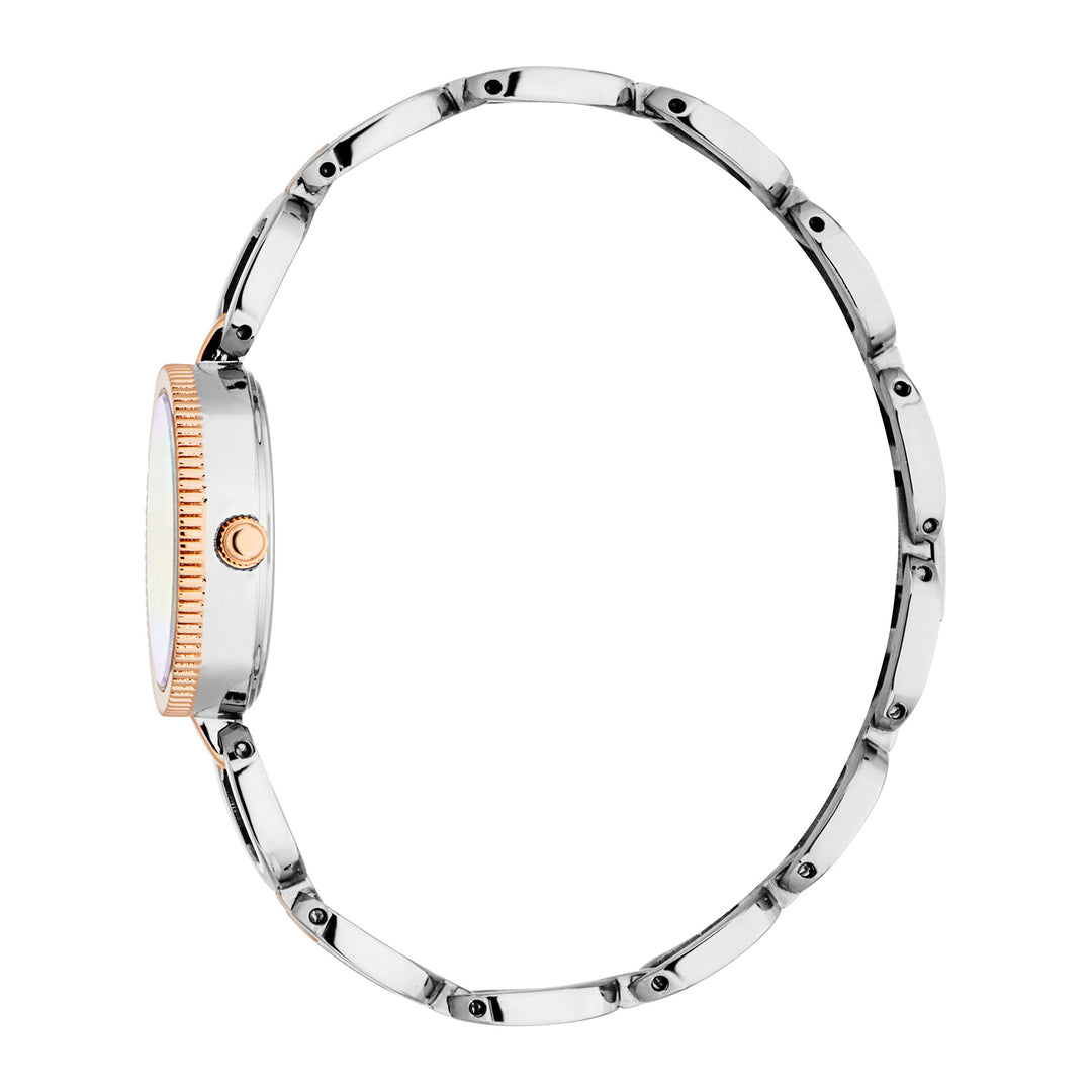 ESPRIT Women Watch, Two Tone Silver & Rose Gold Color Case, White MOP Dial, Two Tone Silver & Rose Gold Color Metal Bracelet, 3 Hands, 3 ATM