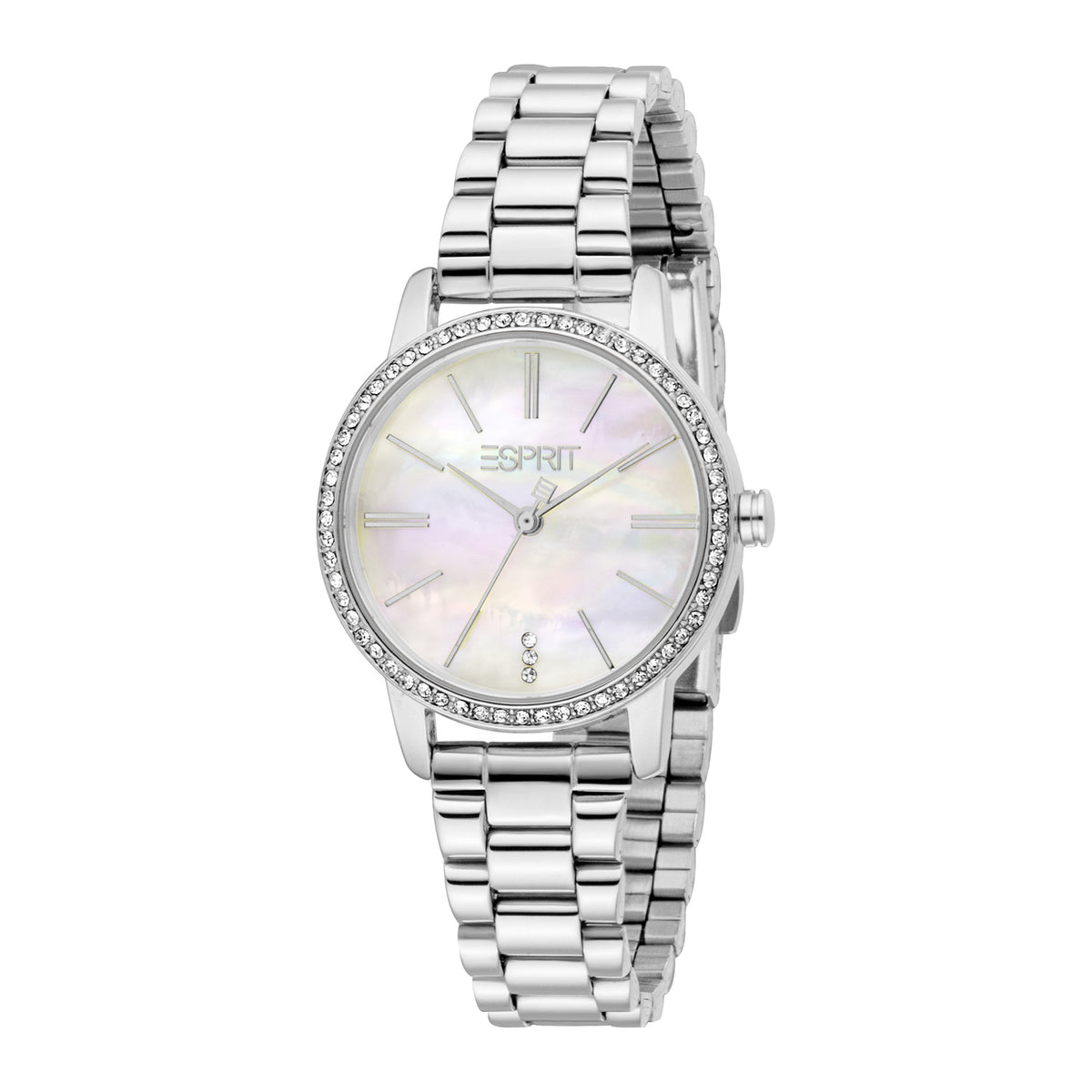 ESPRIT Women Watch, Silver Color Case, White MOP Dial, Stainless Steel Metal Bracelet, 3 Hands, 3ATM