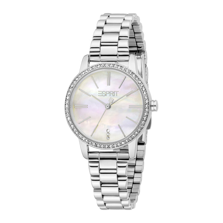 ESPRIT Women Watch, Silver Color Case, White MOP Dial, Stainless Steel Metal Bracelet, 3 Hands, 3ATM