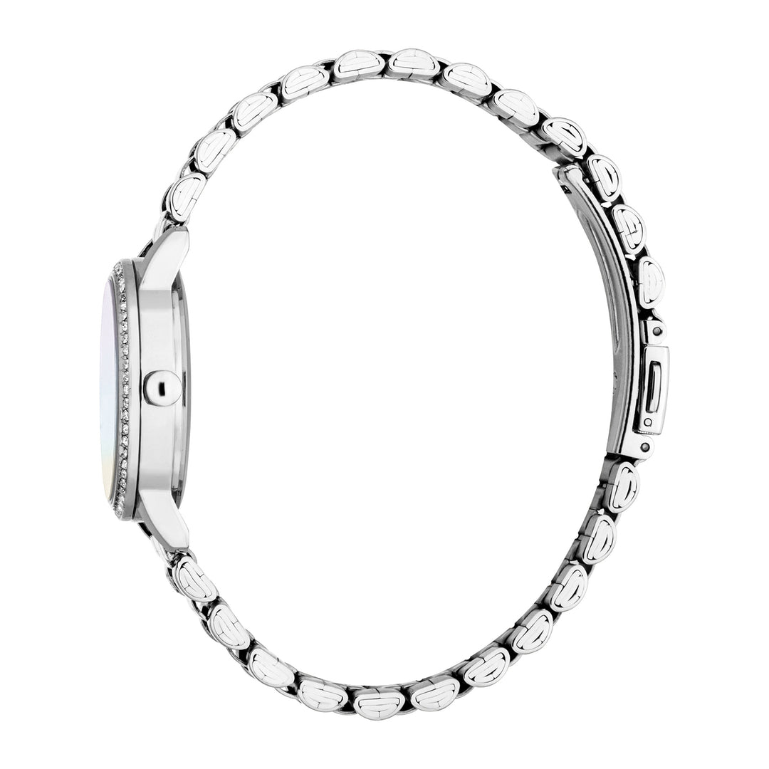 ESPRIT Women Watch, Silver Color Case, White MOP Dial, Stainless Steel Metal Bracelet, 3 Hands, 3ATM