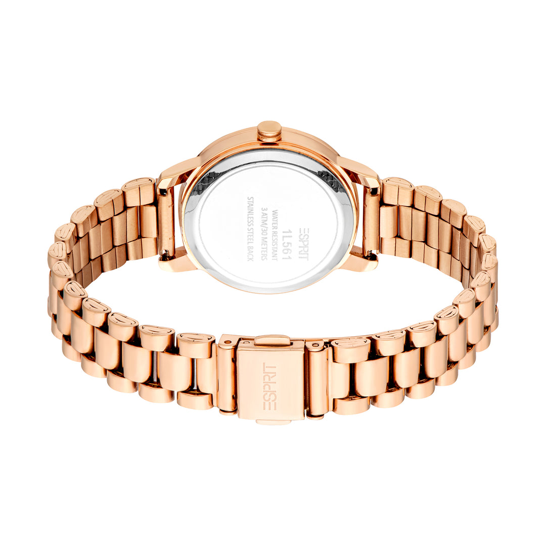 ESPRIT Women Watch, Rose Gold Color Case, Rose Gold Dial, Rose Gold Color Metal Bracelet, 3 Hands, 3ATM