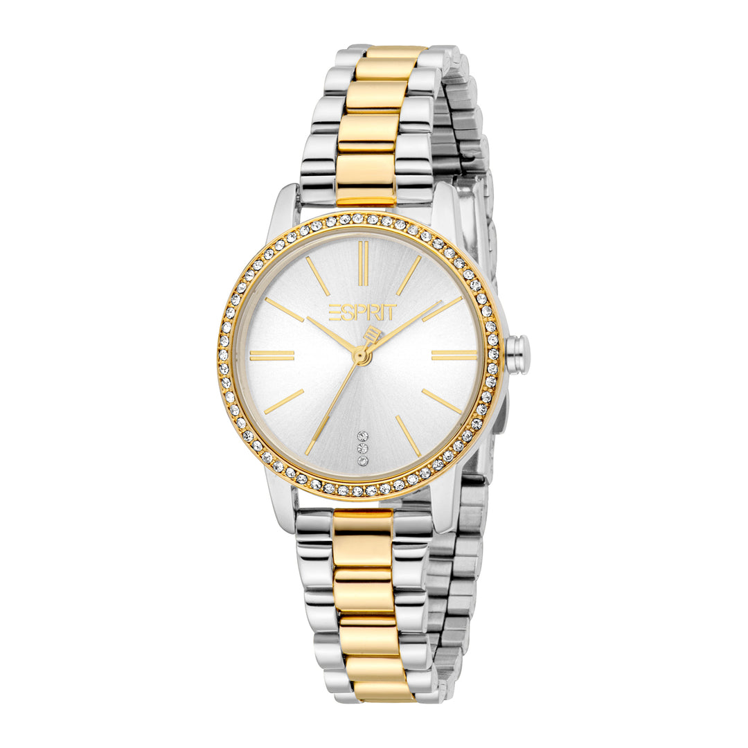 ESPRIT Women Watch, Two Tone Silver & Gold Color Case, Silver Dial, Two Tone Silver & Gold Color Metal Bracelet, 3 Hands, 3ATM