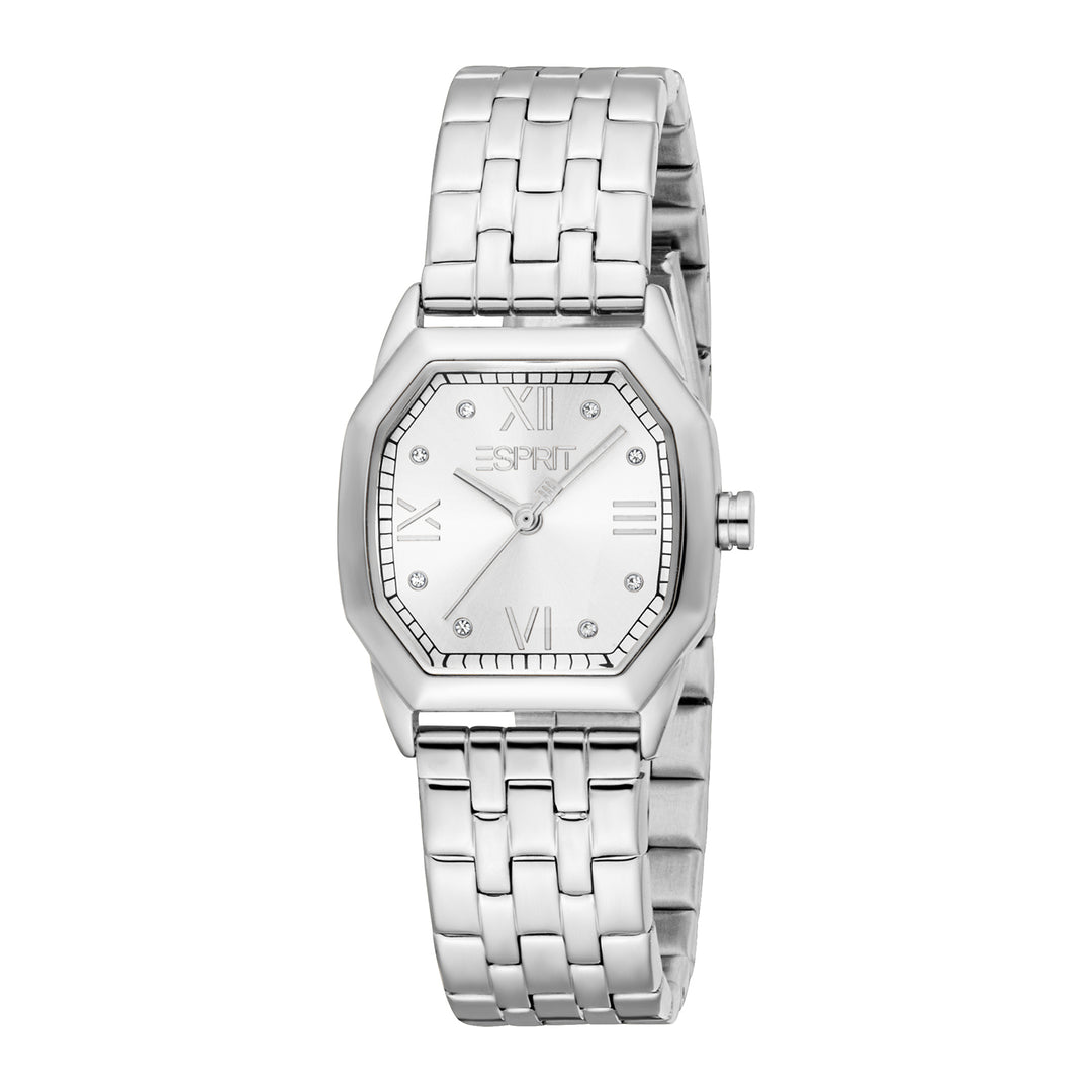 ESPRIT Women Watch, Silver Color Case, Silver Dial, Stainless Steel Metal Bracelet, 3 Hands, 3 ATM
