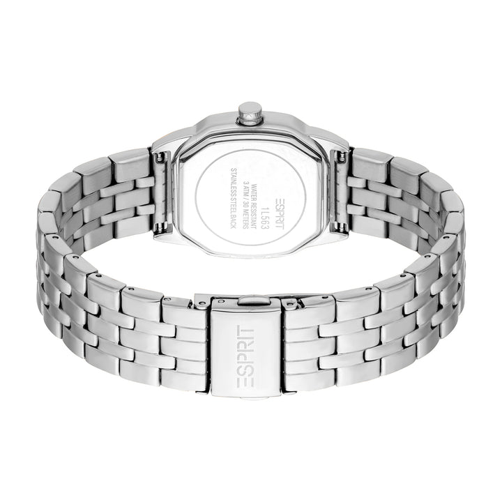 ESPRIT Women Watch, Silver Color Case, Silver Dial, Stainless Steel Metal Bracelet, 3 Hands, 3 ATM