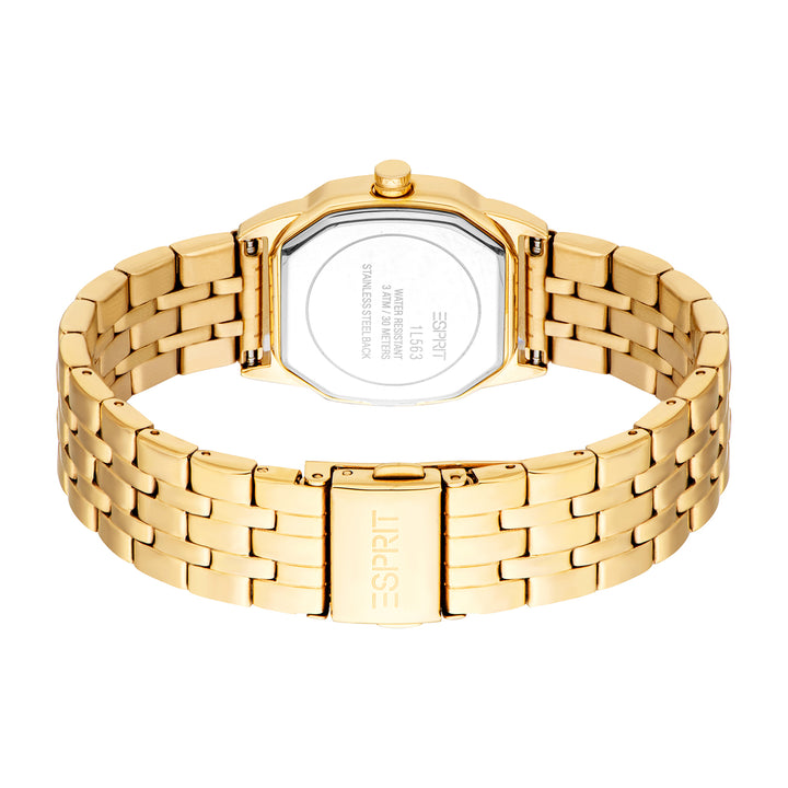 ESPRIT Women Watch, Gold Color Case, Champagne Dial, Gold Color Metal Bracelet, 3 Hands, 3 ATM