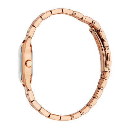 ESPRIT Women Watch, Rose Gold Color Case, Silver Dial, Rose Gold Color Metal Bracelet, 3 Hands, 3 ATM