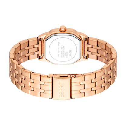 ESPRIT Women Watch, Rose Gold Color Case, Silver Dial, Rose Gold Color Metal Bracelet, 3 Hands, 3 ATM