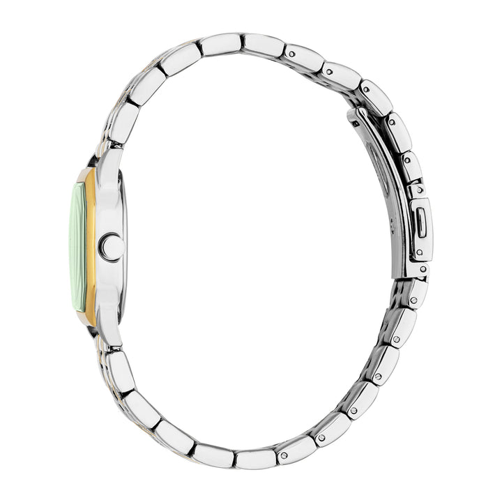 ESPRIT Women Watch, Two Tone Silver & Gold Color Case, Green Dial, Two Tone Silver & Gold Color Metal Bracelet, 3 Hands, 3 ATM