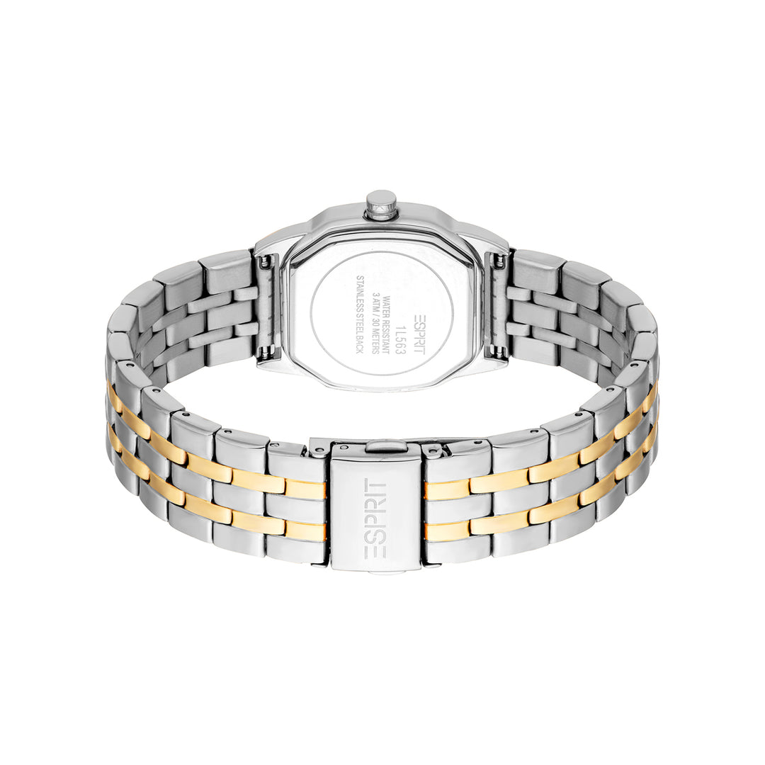 ESPRIT Women Watch, Two Tone Silver & Gold Color Case, Green Dial, Two Tone Silver & Gold Color Metal Bracelet, 3 Hands, 3 ATM