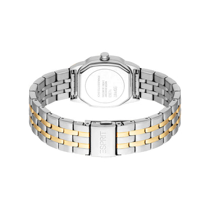 ESPRIT Women Watch, Two Tone Silver & Gold Color Case, Green Dial, Two Tone Silver & Gold Color Metal Bracelet, 3 Hands, 3 ATM