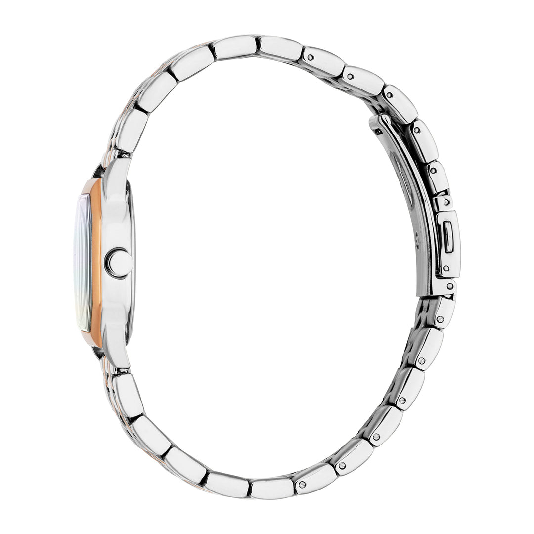 ESPRIT Women Watch, Two Tone Silver & Rose Gold Color Case, White MOP Dial, Two Tone Silver & Rose Gold Color Metal Bracelet, 3 Hands, 3 ATM