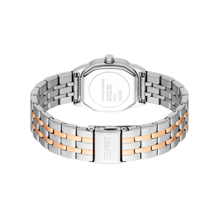 ESPRIT Women Watch, Two Tone Silver & Rose Gold Color Case, White MOP Dial, Two Tone Silver & Rose Gold Color Metal Bracelet, 3 Hands, 3 ATM