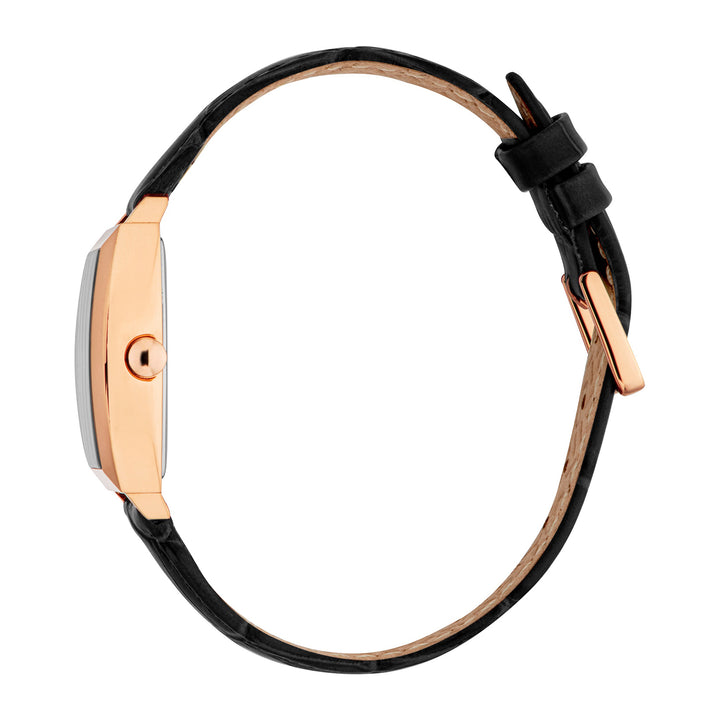 ESPRIT Women Watch, Rose Gold Color Case, Black Dial, Black Leather Strap, 3 Hands, 1 ATM