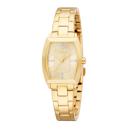 ESPRIT Women Watch, Gold Color Case, Champagne Dial, Gold Color Metal Bracelet, 3 Hands, 1 ATM