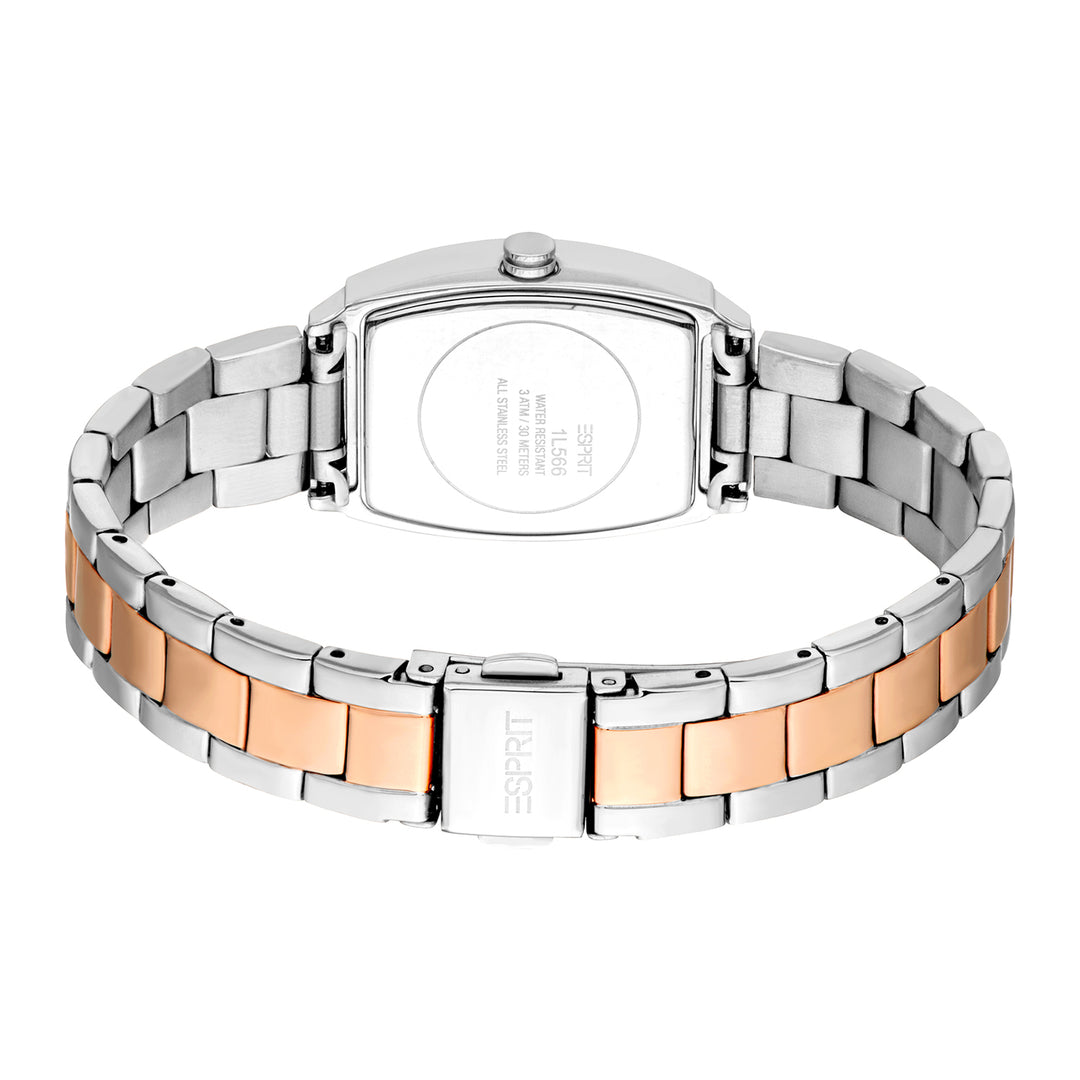 ESPRIT Women Watch, Two Tone Silver & Rose Gold Color Case, White MOP Dial, Two Tone Silver & Rose Gold Color Metal Bracelet, 3 Hands, 1 ATM
