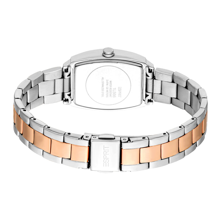 ESPRIT Women Watch, Two Tone Silver & Rose Gold Color Case, White MOP Dial, Two Tone Silver & Rose Gold Color Metal Bracelet, 3 Hands, 1 ATM