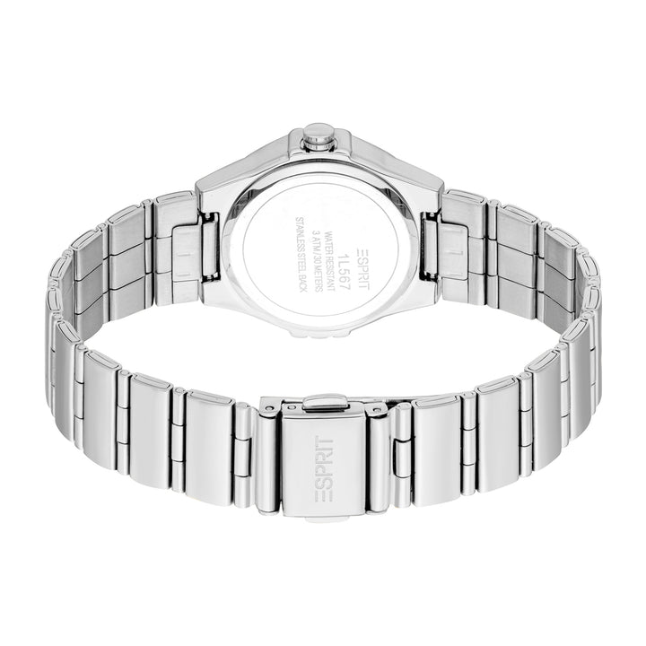 ESPRIT Women Watch, Silver Color Case, White MOP Dial, Stainless Steel Metal Bracelet, 3 Hands, 3 ATM