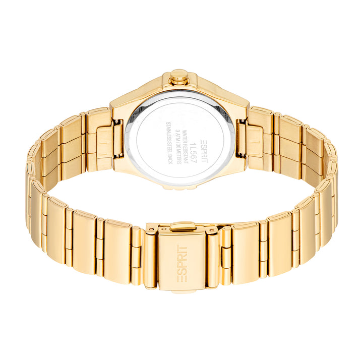 ESPRIT Women Watch, Gold Color Case, Dark Green Dial, Gold Color Metal Bracelet, 3 Hands, 3 ATM