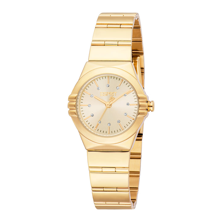 ESPRIT Women Watch, Gold Color Case, Champagne Dial, Gold Color Metal Bracelet, 3 Hands, 3 ATM