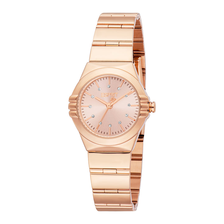 ESPRIT Women Watch, Rose Gold Color Case, Rose Gold Dial, Rose Gold Color Metal Bracelet, 3 Hands, 3 ATM