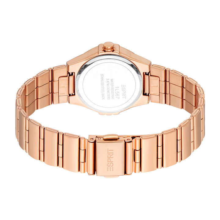 ESPRIT Women Watch, Rose Gold Color Case, Rose Gold Dial, Rose Gold Color Metal Bracelet, 3 Hands, 3 ATM