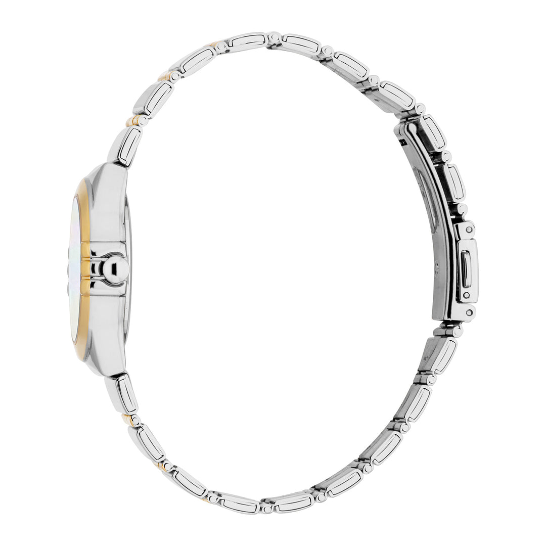 ESPRIT Women Watch, Two Tone Silver & Gold Color Case, White MOP Dial, Two Tone Silver & Gold Color Metal Bracelet, 3 Hands, 3 ATM
