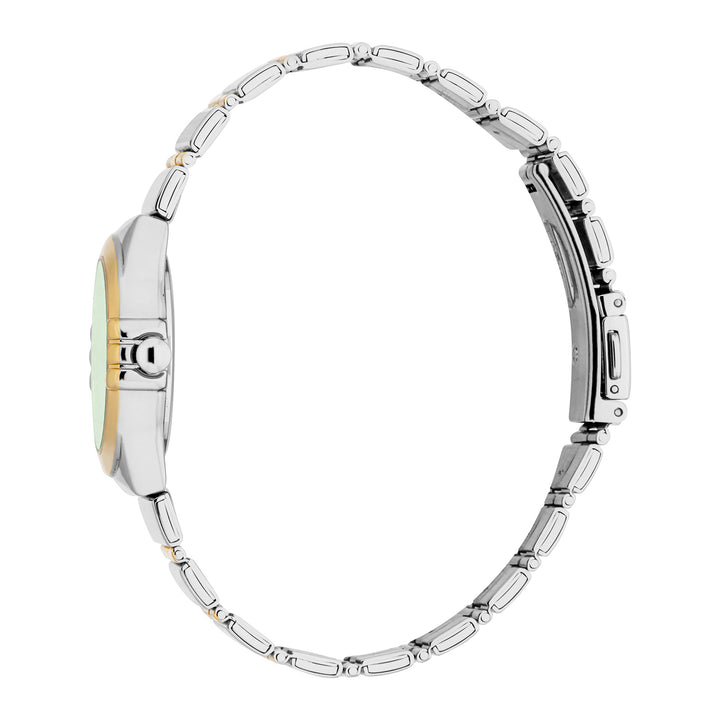 ESPRIT Women Watch, Two Tone Silver & Gold Color Case, Dark Green Dial, Two Tone Silver & Gold Color Metal Bracelet, 3 Hands, 3 ATM