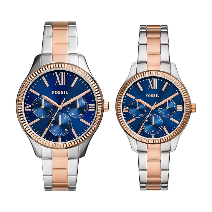 Fossil Gift Set 2-Tone Stainless Steel Couple Set Watches