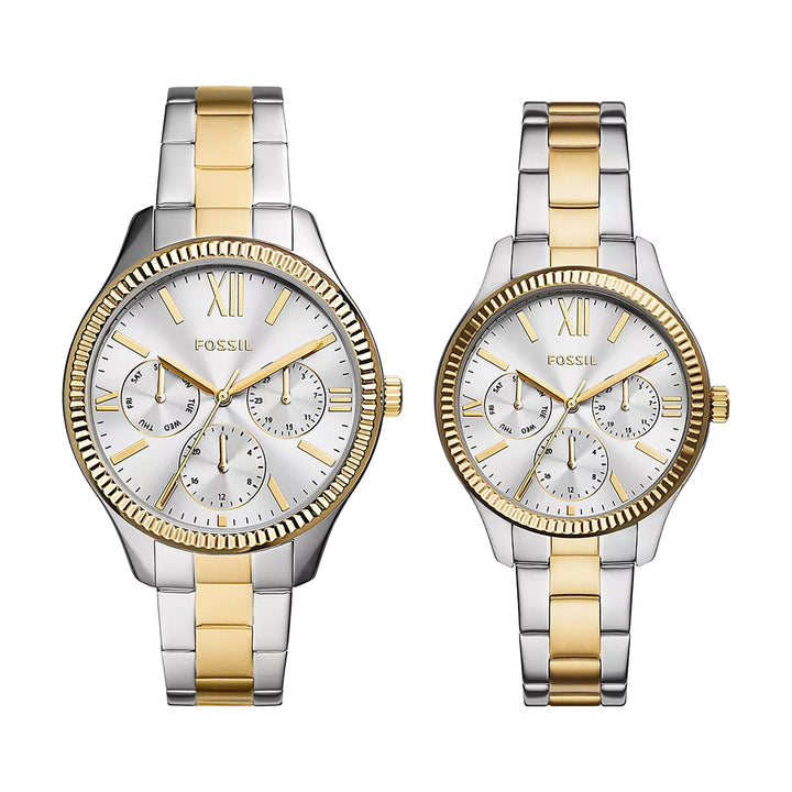 Fossil Gift Set 2-Tone Stainless Steel Couple Set Watches