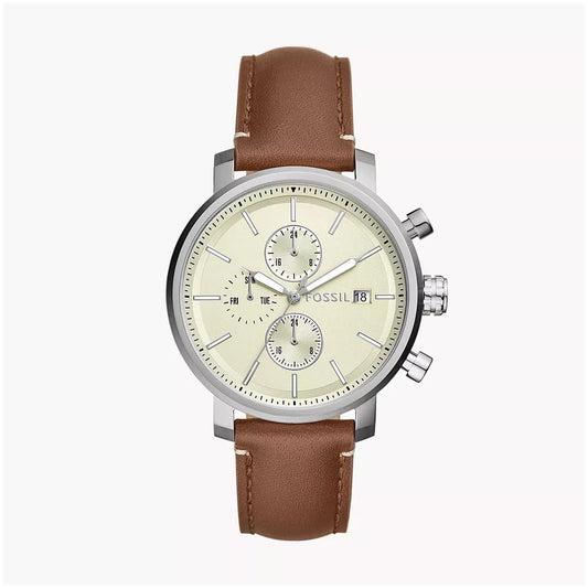 Fossil Rhett Multifunction Brown LiteHide™ Leather Watch