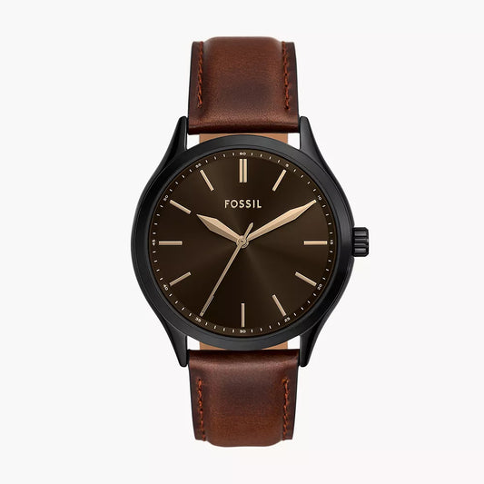 Fossil Fenmore Three-Hand Brown Leather Watch