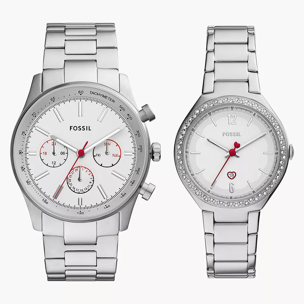 Fossil Sullivan Multifunction Stainless Steel Couple Watch Set