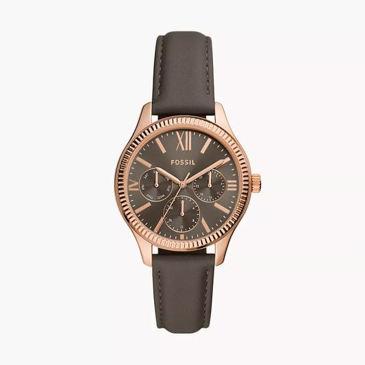 Fossil Rye Multifunction Gray Leather Watch