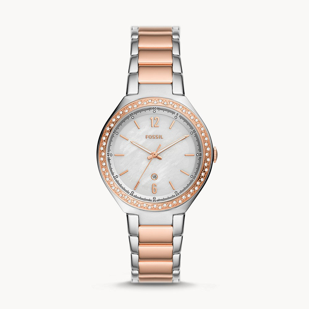 Fossil Ashtyn Three-Hand Date Two-Tone Stainless Steel Women's Watch - BQ3844