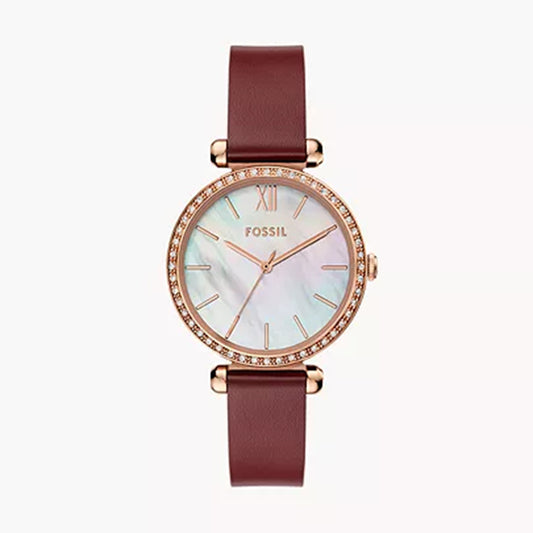 Fossil Tillie Three-Hand Maroon Leather Watch