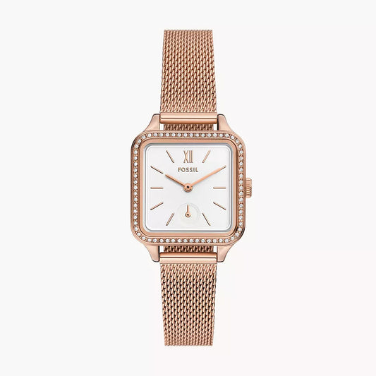 Fossil Colleen Three-Hand Rose Gold-Tone Stainless Steel Mesh Watch