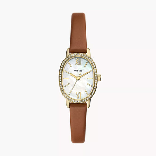 Fossil Penny Three-Hand Medium Brown Leather Watch