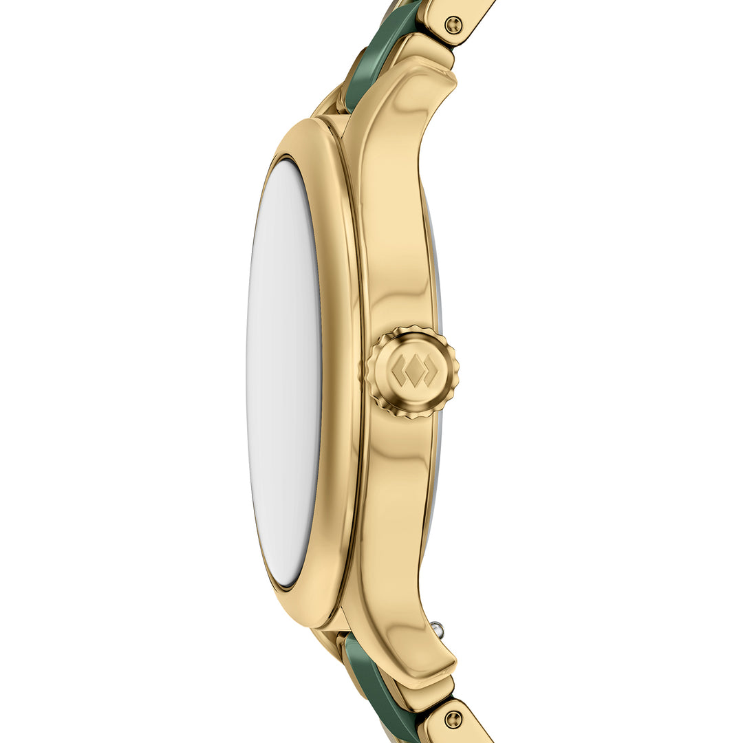 Fossil Women's Gilmore 38mm Three-Hand Date Gold-Tone Stainless Steel & Green Ceramic Watch