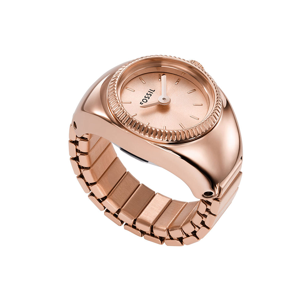Fossil Watch Ring Two-Hand Rose Gold-Tone Stainless Steel - ES5247