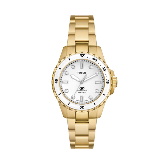 Fossil Blue Women's Gold Stainless Steel Watch