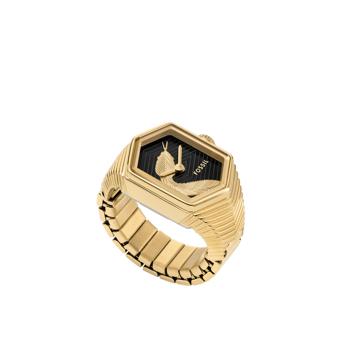 Fossil Watch Ring Two-Hand Gold-Tone Stainless Steel - ES5382