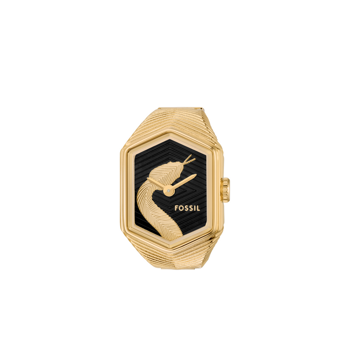 Fossil Watch Ring Two-Hand Gold-Tone Stainless Steel