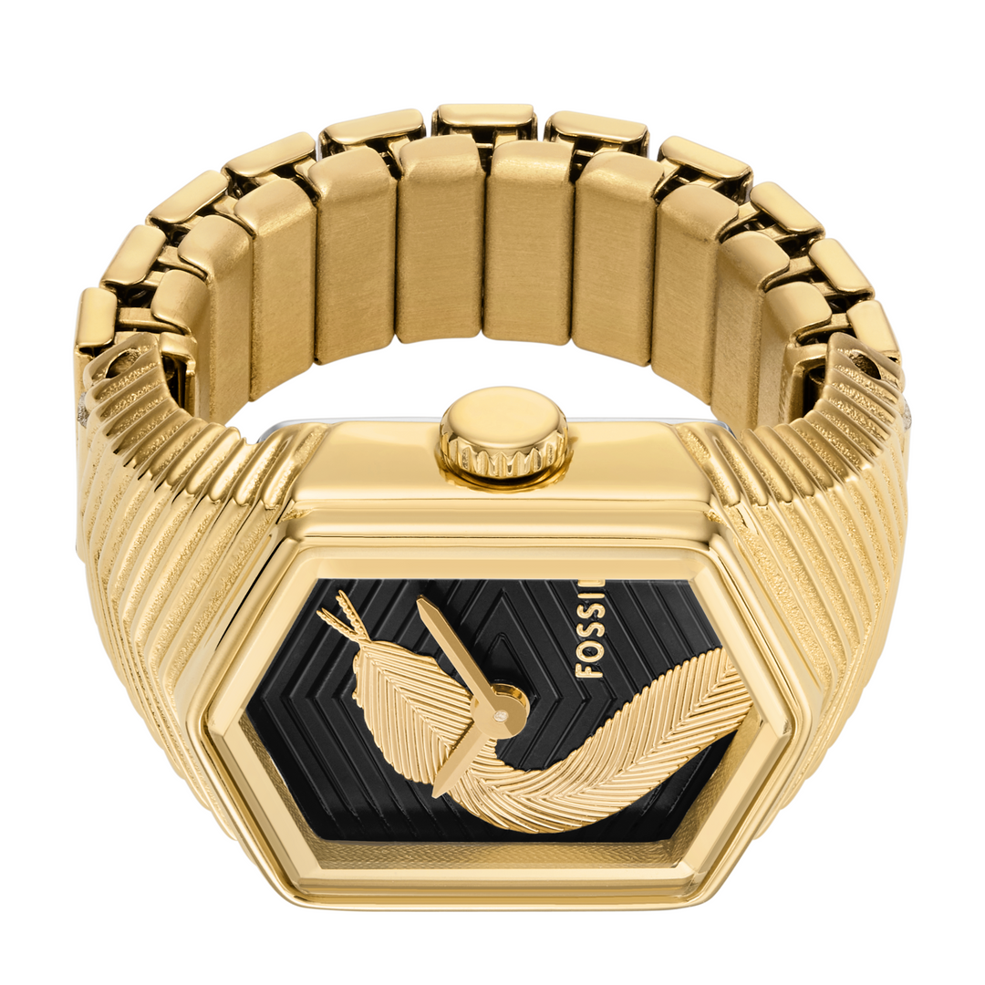 Fossil Watch Ring Two-Hand Gold-Tone Stainless Steel